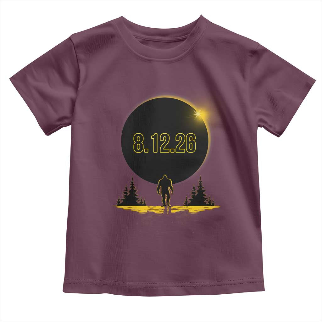 Bigfoot August 12 2026 Total Solar Eclipse Toddler T Shirt Totality Sasquatch Cryptid Stargazer Memorabilia