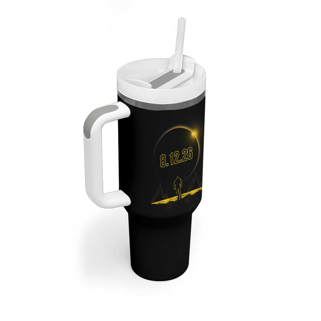 Bigfoot August 12 2026 Total Solar Eclipse Tumbler With Handle Totality Sasquatch Cryptid Stargazer Memorabilia