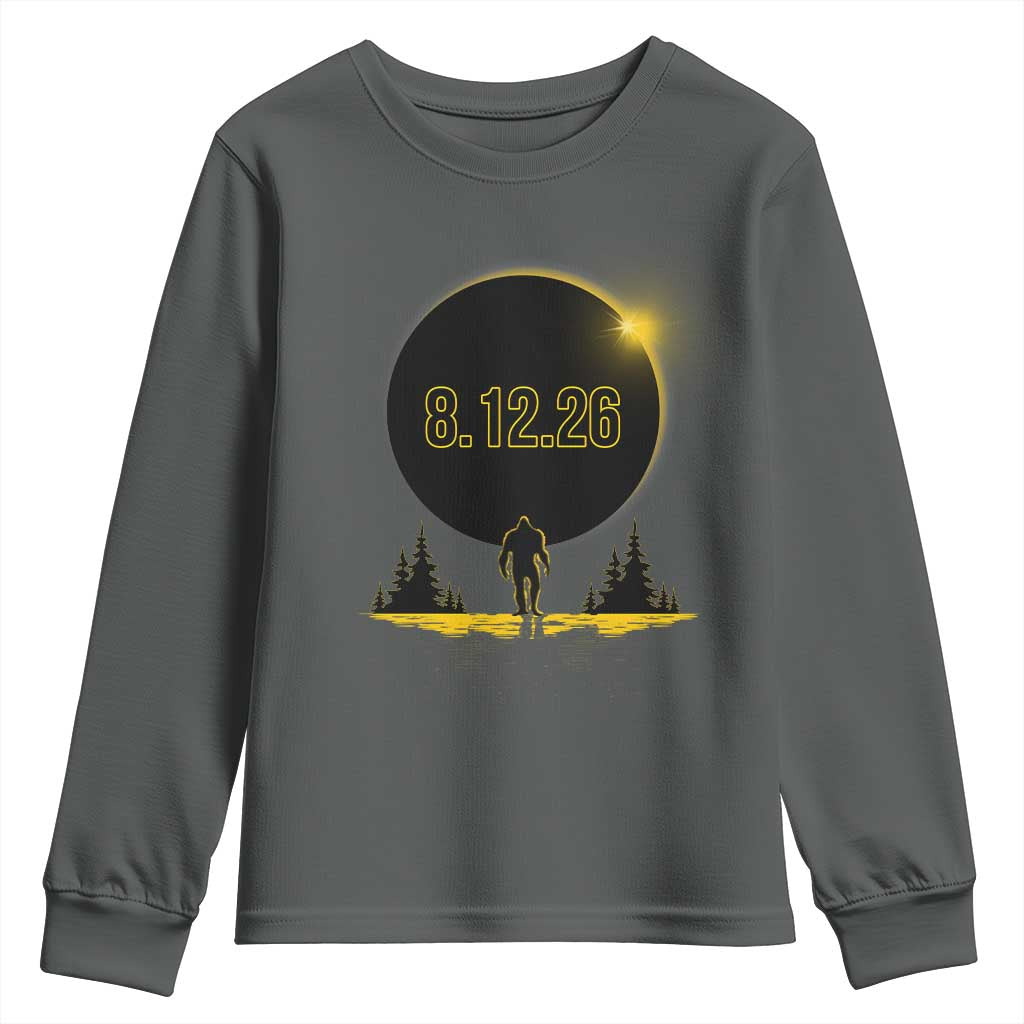 Bigfoot August 12 2026 Total Solar Eclipse Youth Sweatshirt Totality Sasquatch Cryptid Stargazer Memorabilia