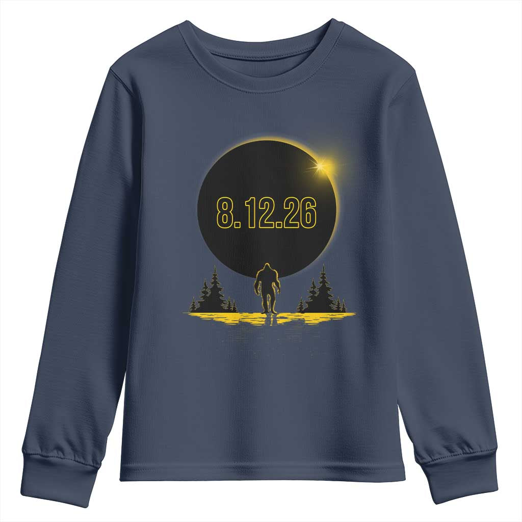 Bigfoot August 12 2026 Total Solar Eclipse Youth Sweatshirt Totality Sasquatch Cryptid Stargazer Memorabilia
