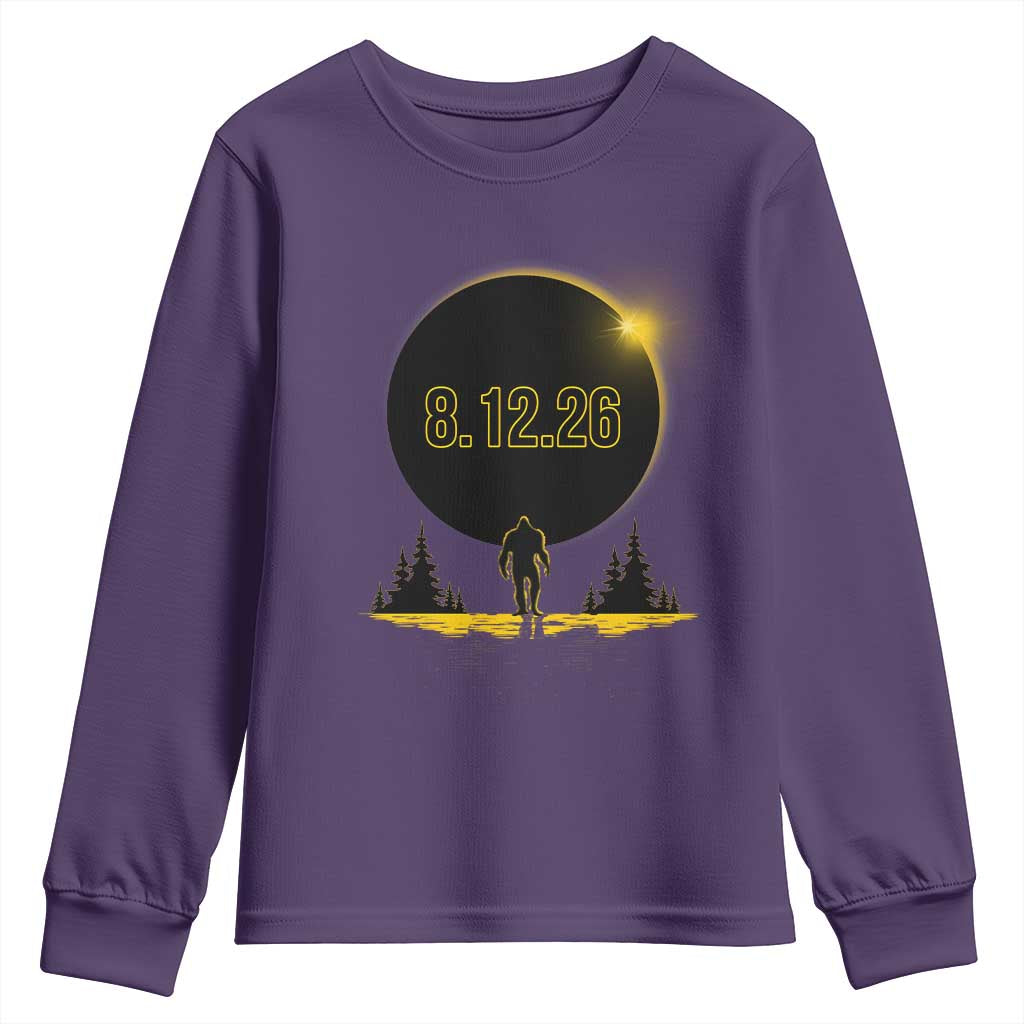 Bigfoot August 12 2026 Total Solar Eclipse Youth Sweatshirt Totality Sasquatch Cryptid Stargazer Memorabilia