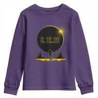 Bigfoot August 12 2026 Total Solar Eclipse Youth Sweatshirt Totality Sasquatch Cryptid Stargazer Memorabilia