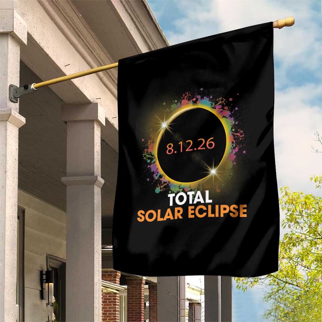 Colorful Paint Splatter 2026 Total Solar Eclipse Totality Astronomy Garden Flag