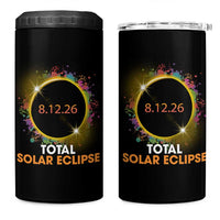 Colorful Paint Splatter 2026 Total Solar Eclipse Totality Astronomy 4 in 1 Can Cooler Tumbler