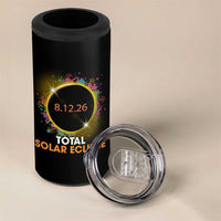 Colorful Paint Splatter 2026 Total Solar Eclipse Totality Astronomy 4 in 1 Can Cooler Tumbler