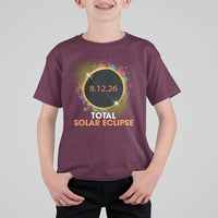 Colorful Paint Splatter 2026 Total Solar Eclipse Totality Astronomy T Shirt For Kid