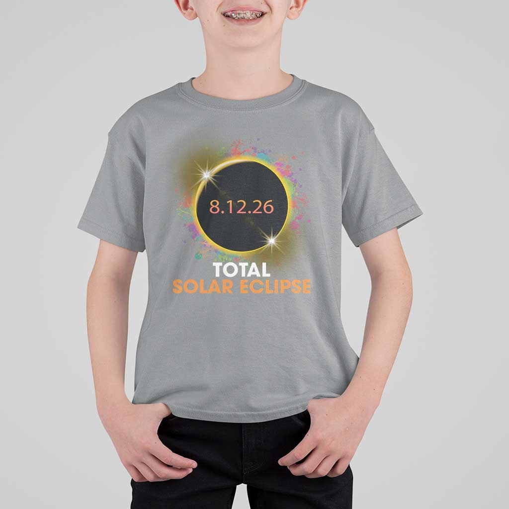 Colorful Paint Splatter 2026 Total Solar Eclipse Totality Astronomy T Shirt For Kid