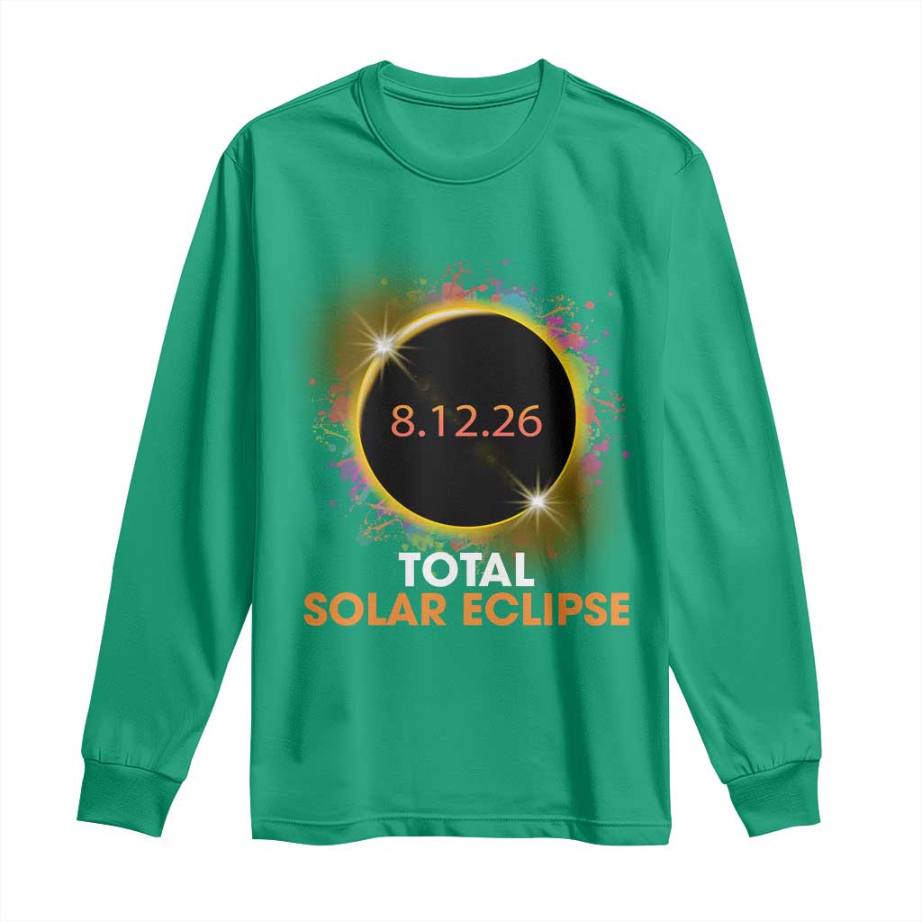 Colorful Paint Splatter 2026 Total Solar Eclipse Totality Astronomy Long Sleeve Shirt