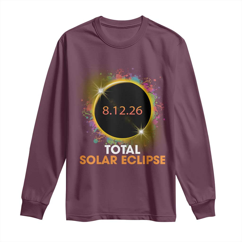 Colorful Paint Splatter 2026 Total Solar Eclipse Totality Astronomy Long Sleeve Shirt