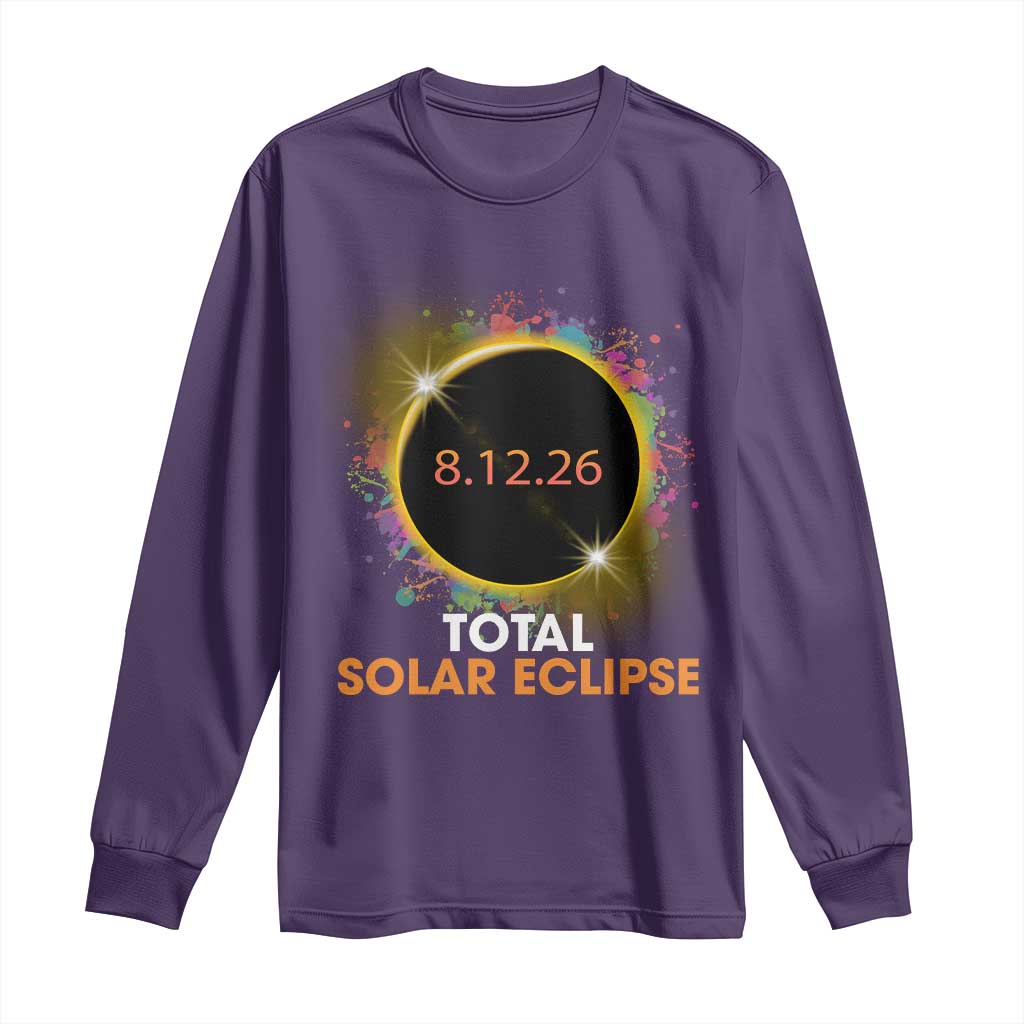 Colorful Paint Splatter 2026 Total Solar Eclipse Totality Astronomy Long Sleeve Shirt