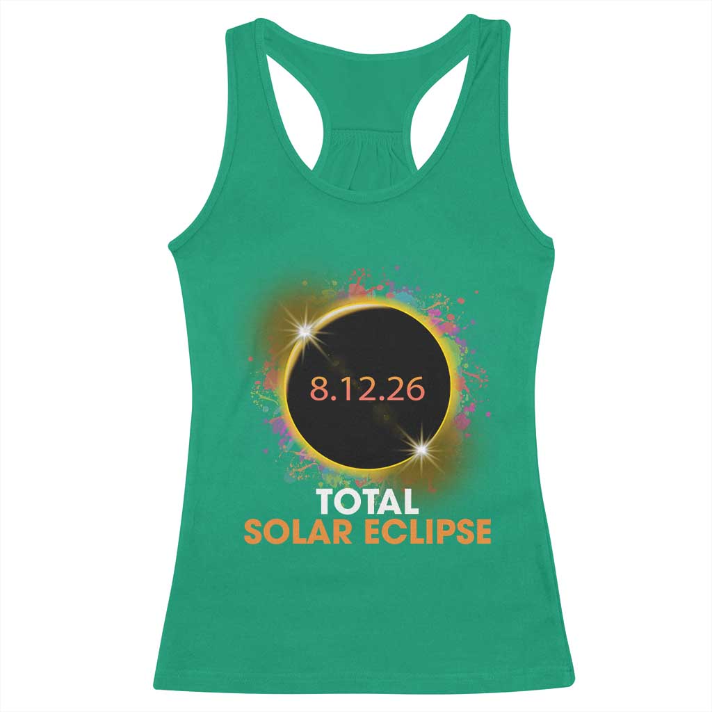 Colorful Paint Splatter 2026 Total Solar Eclipse Totality Astronomy Racerback Tank Top