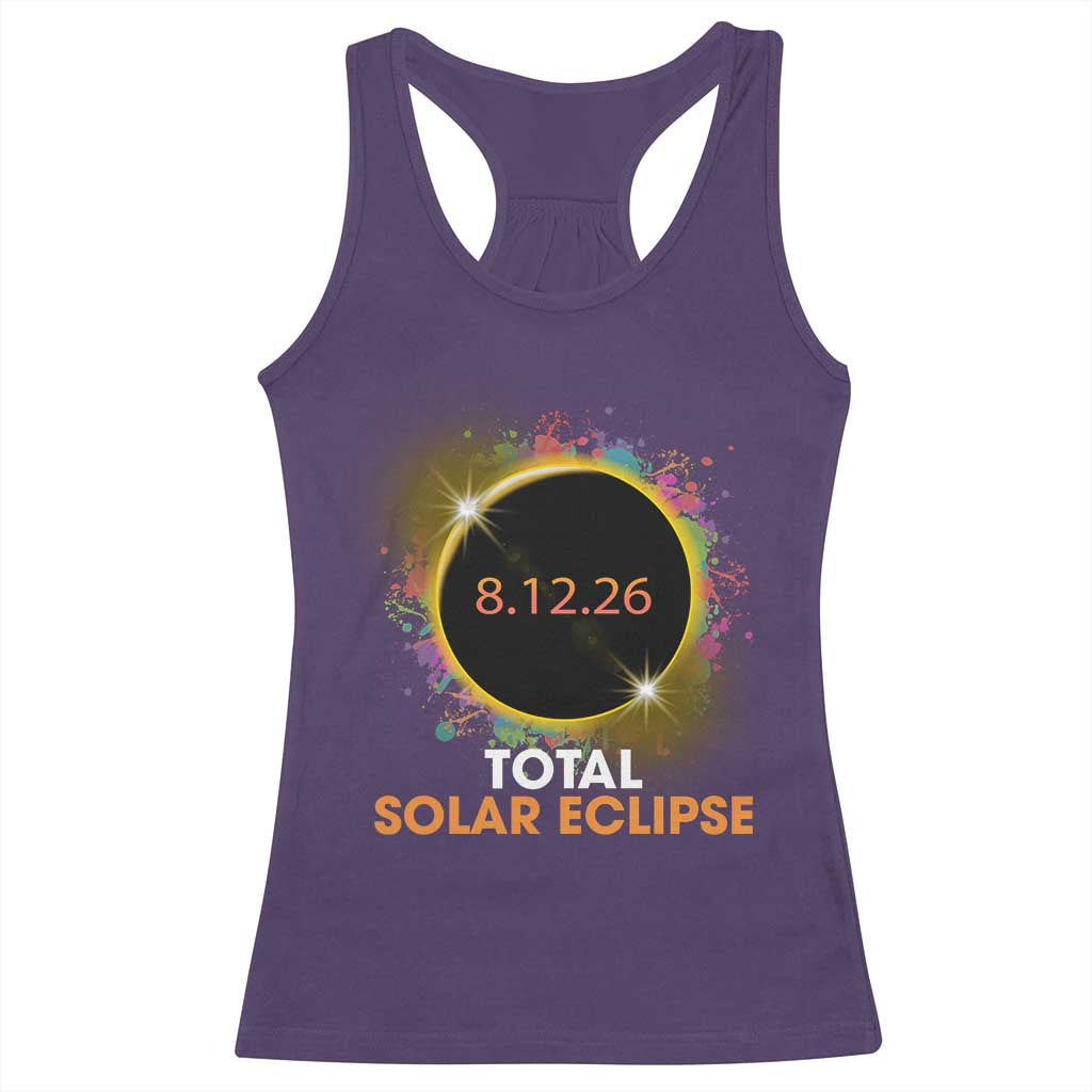 Colorful Paint Splatter 2026 Total Solar Eclipse Totality Astronomy Racerback Tank Top
