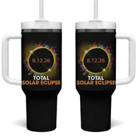 Colorful Paint Splatter 2026 Total Solar Eclipse Totality Astronomy Tumbler With Handle