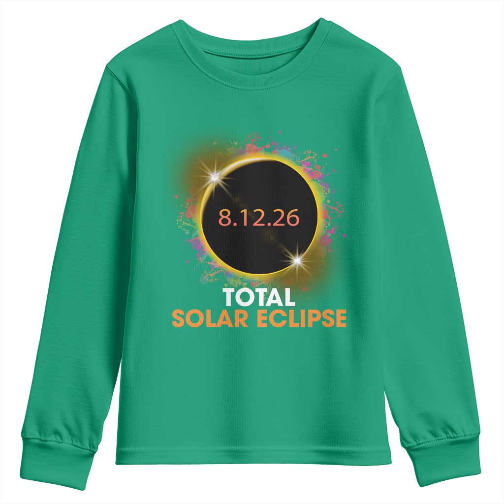 Colorful Paint Splatter 2026 Total Solar Eclipse Totality Astronomy Youth Sweatshirt
