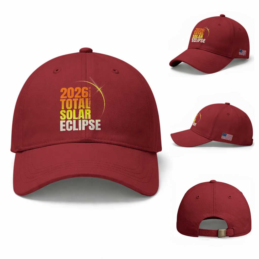 2026 Total Solar Eclipse August 12 Baseball Cap Totality Modern Space Graphic