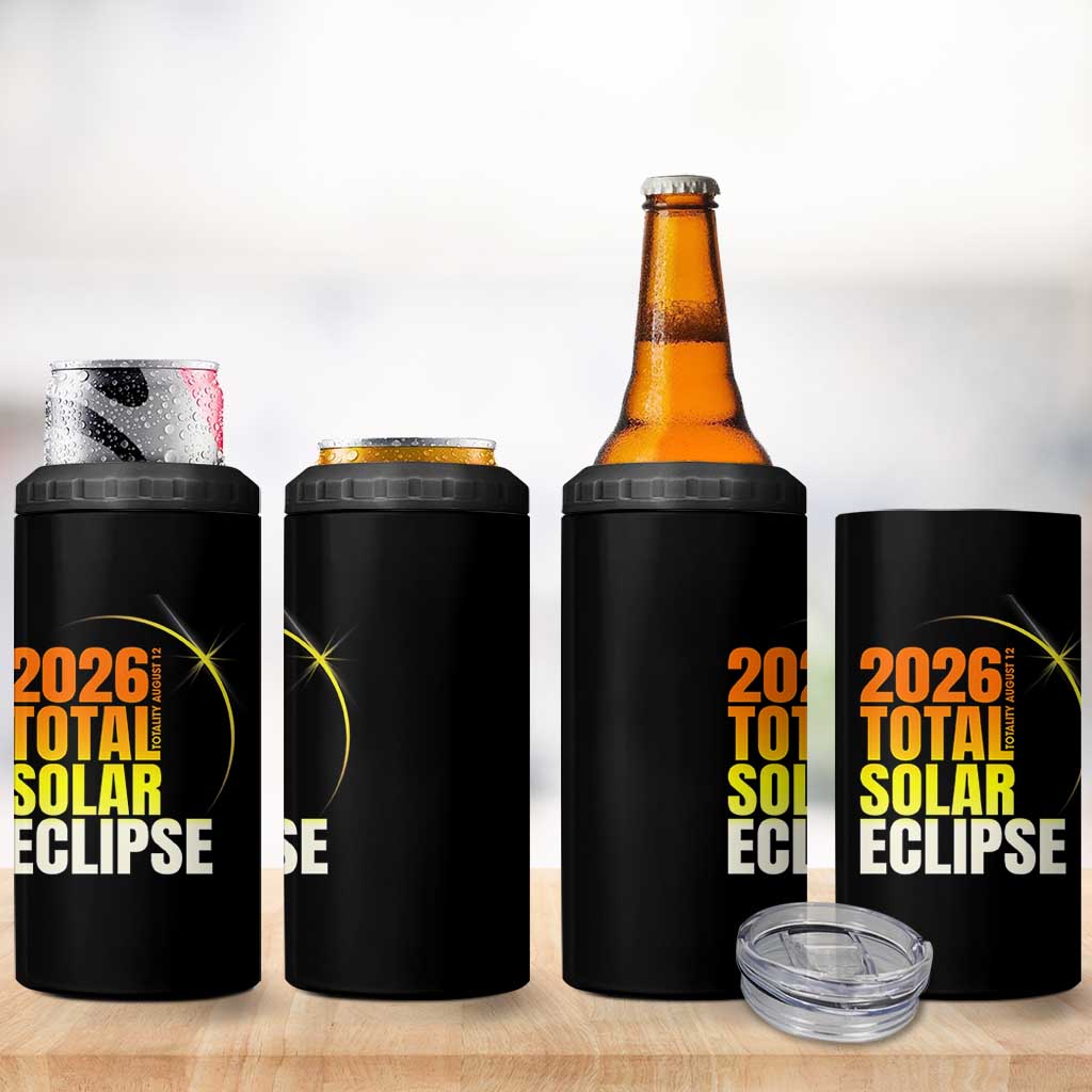 2026 Total Solar Eclipse August 12 4 in 1 Can Cooler Tumbler Totality Modern Space Graphic