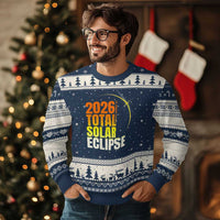 2026 Total Solar Eclipse August 12 Ugly Christmas Sweater Totality Modern Space Graphic