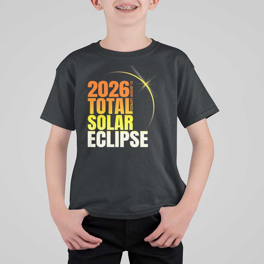 2026 Total Solar Eclipse August 12 T Shirt For Kid Totality Modern Space Graphic