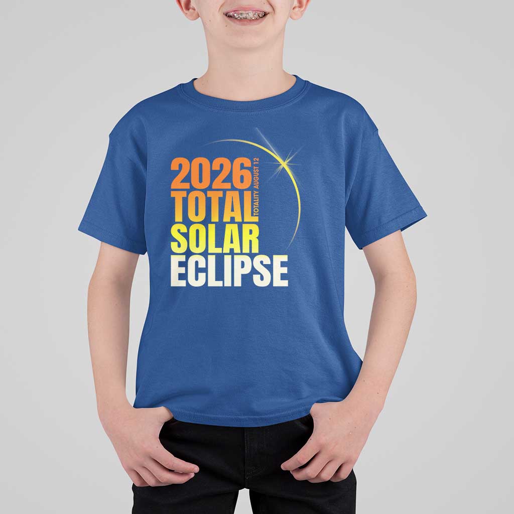2026 Total Solar Eclipse August 12 T Shirt For Kid Totality Modern Space Graphic