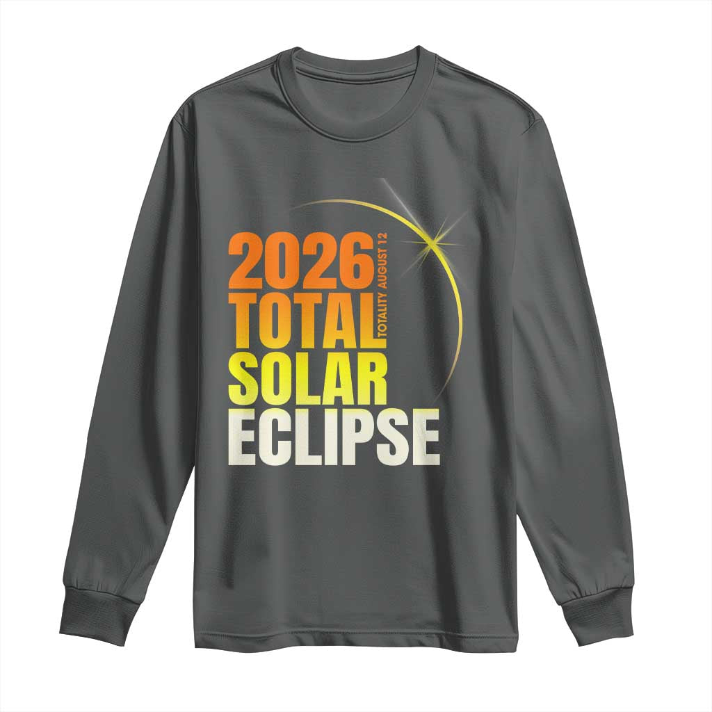 2026 Total Solar Eclipse August 12 Long Sleeve Shirt Totality Modern Space Graphic