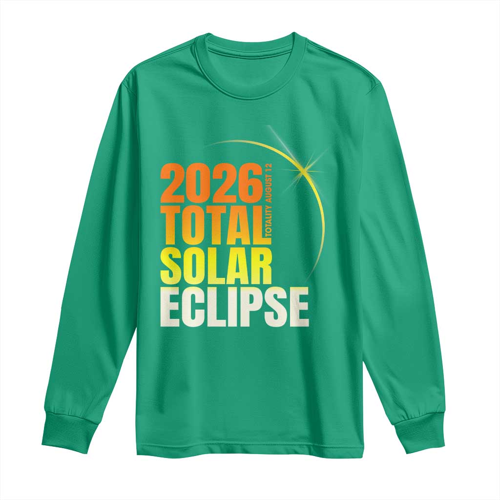 2026 Total Solar Eclipse August 12 Long Sleeve Shirt Totality Modern Space Graphic