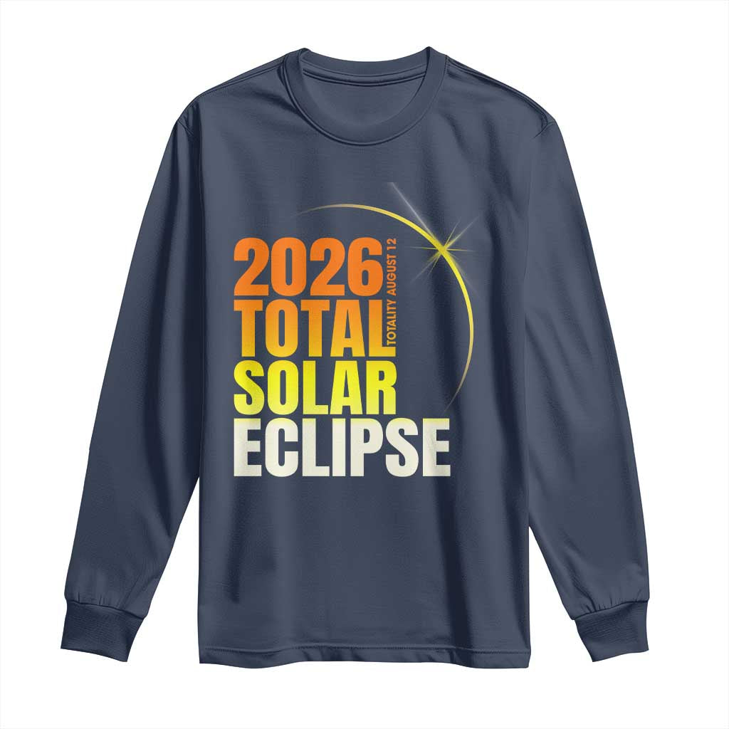 2026 Total Solar Eclipse August 12 Long Sleeve Shirt Totality Modern Space Graphic
