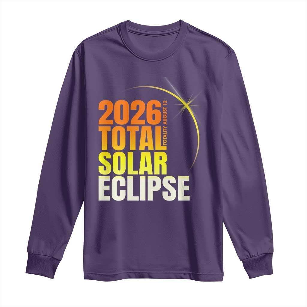 2026 Total Solar Eclipse August 12 Long Sleeve Shirt Totality Modern Space Graphic