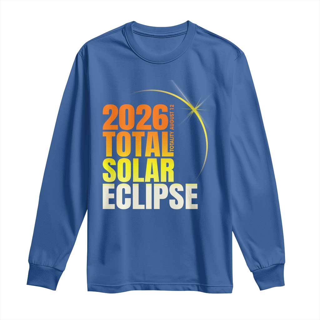 2026 Total Solar Eclipse August 12 Long Sleeve Shirt Totality Modern Space Graphic