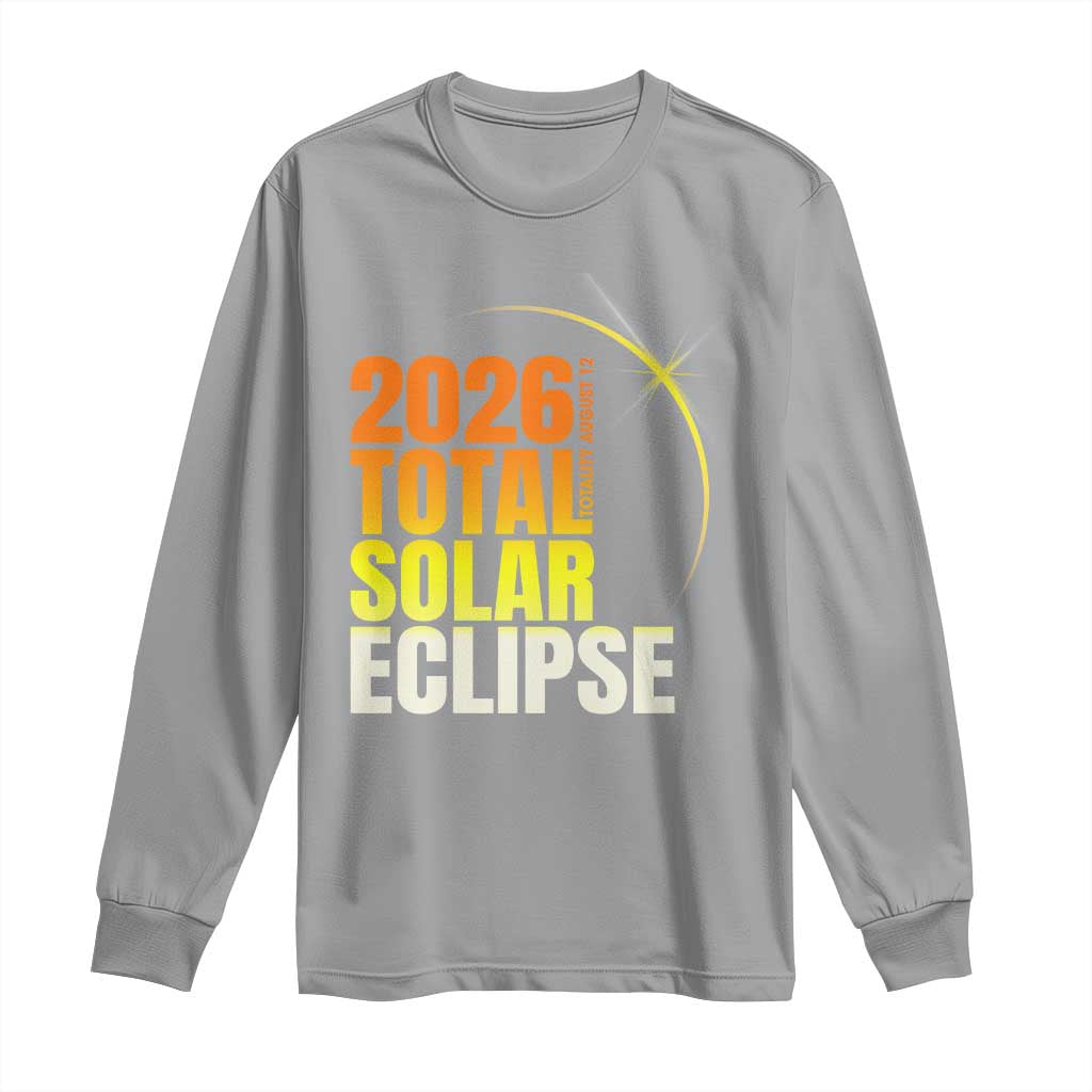2026 Total Solar Eclipse August 12 Long Sleeve Shirt Totality Modern Space Graphic