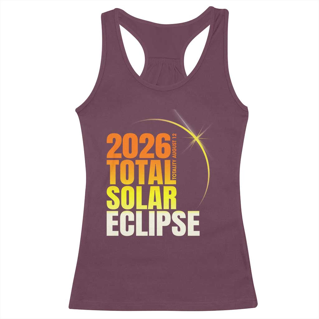 2026 Total Solar Eclipse August 12 Racerback Tank Top Totality Modern Space Graphic