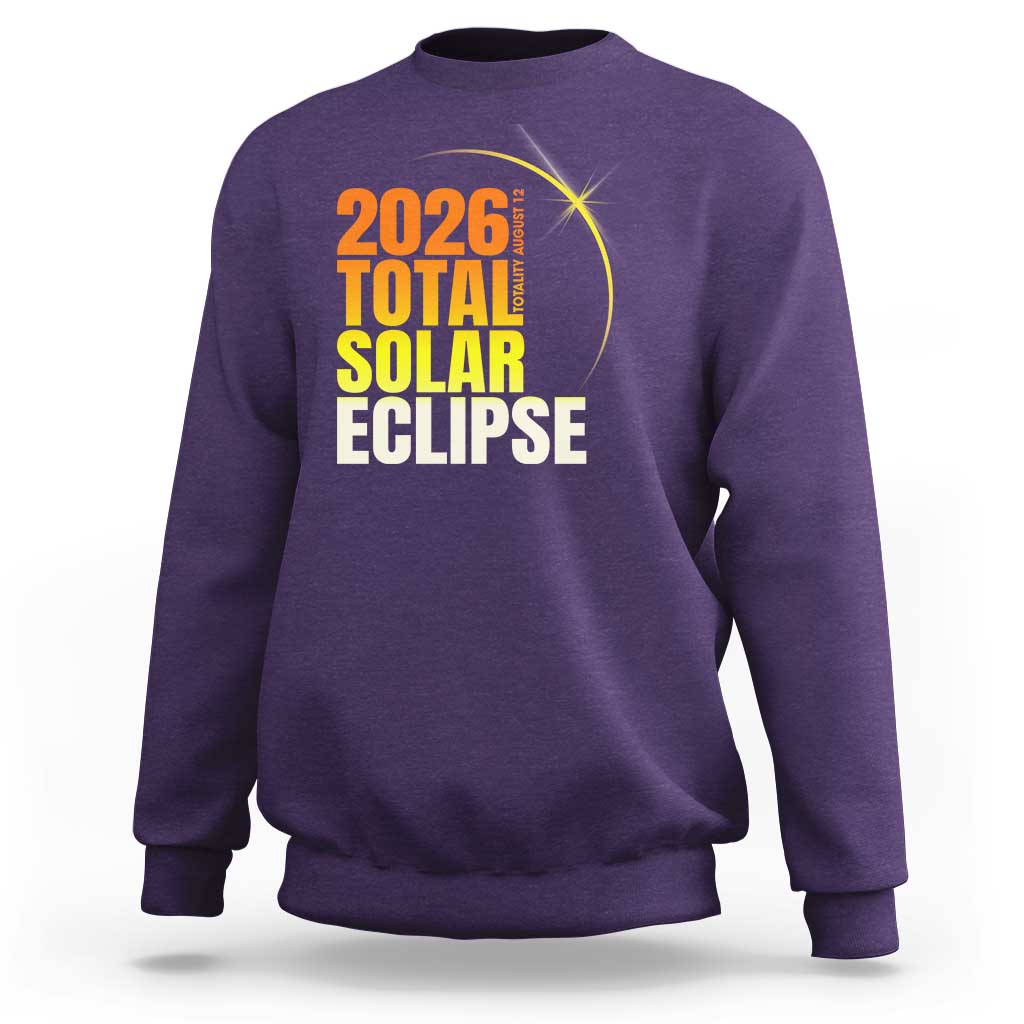 2026 Total Solar Eclipse August 12 Sweatshirt Totality Modern Space Graphic
