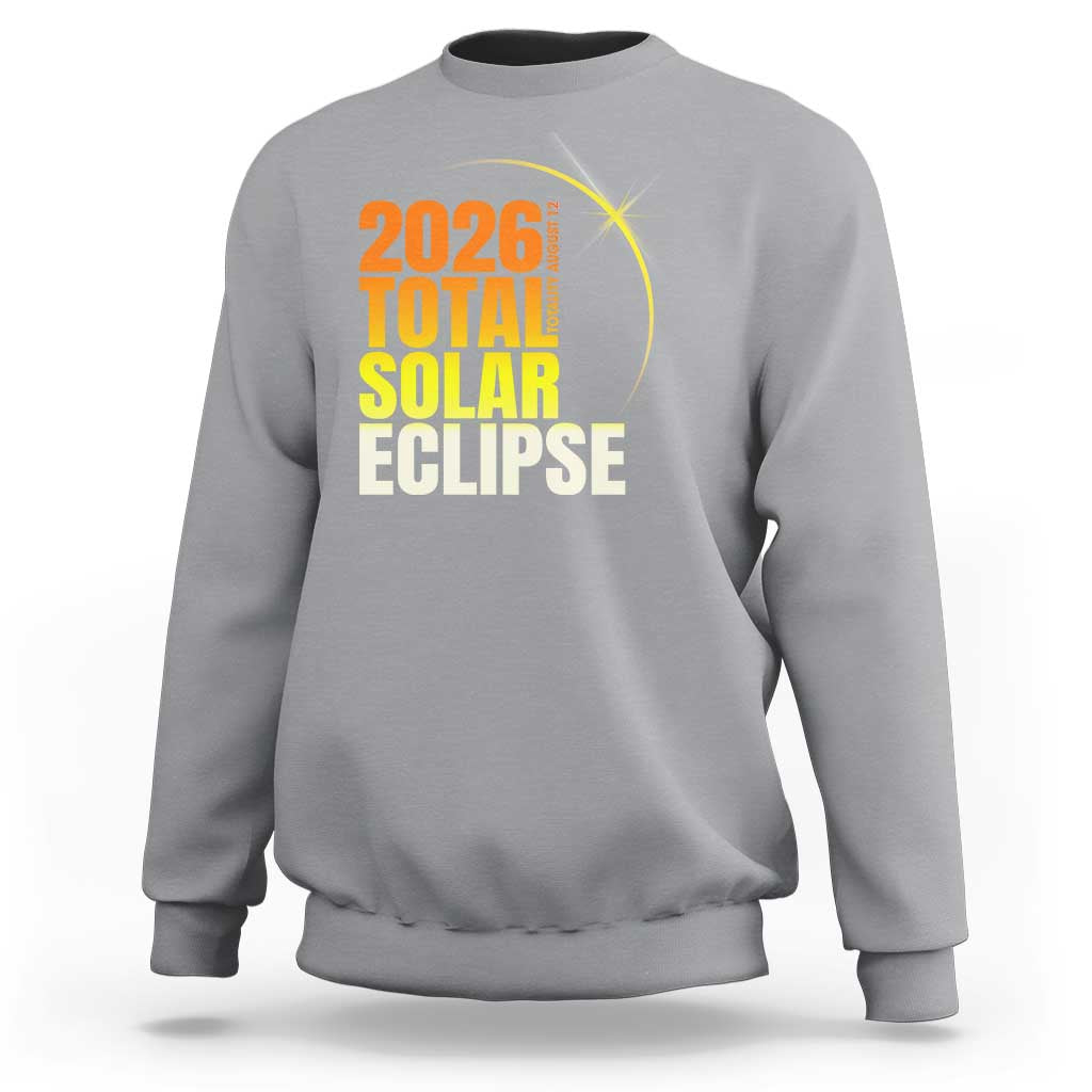2026 Total Solar Eclipse August 12 Sweatshirt Totality Modern Space Graphic
