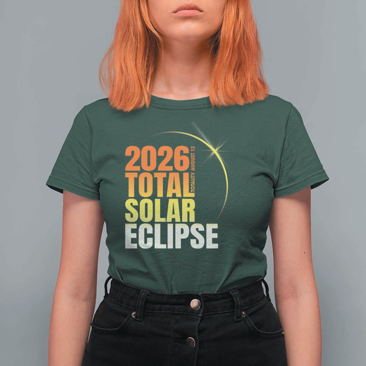 2026 Total Solar Eclipse August 12 T Shirt For Women Totality Modern Space Graphic