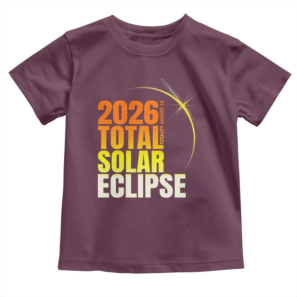2026 Total Solar Eclipse August 12 Toddler T Shirt Totality Modern Space Graphic