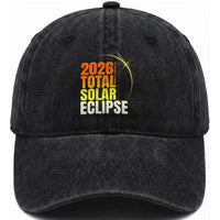 2026 Total Solar Eclipse August 12 Washed Cotton Baseball Cap Totality Modern Space Graphic