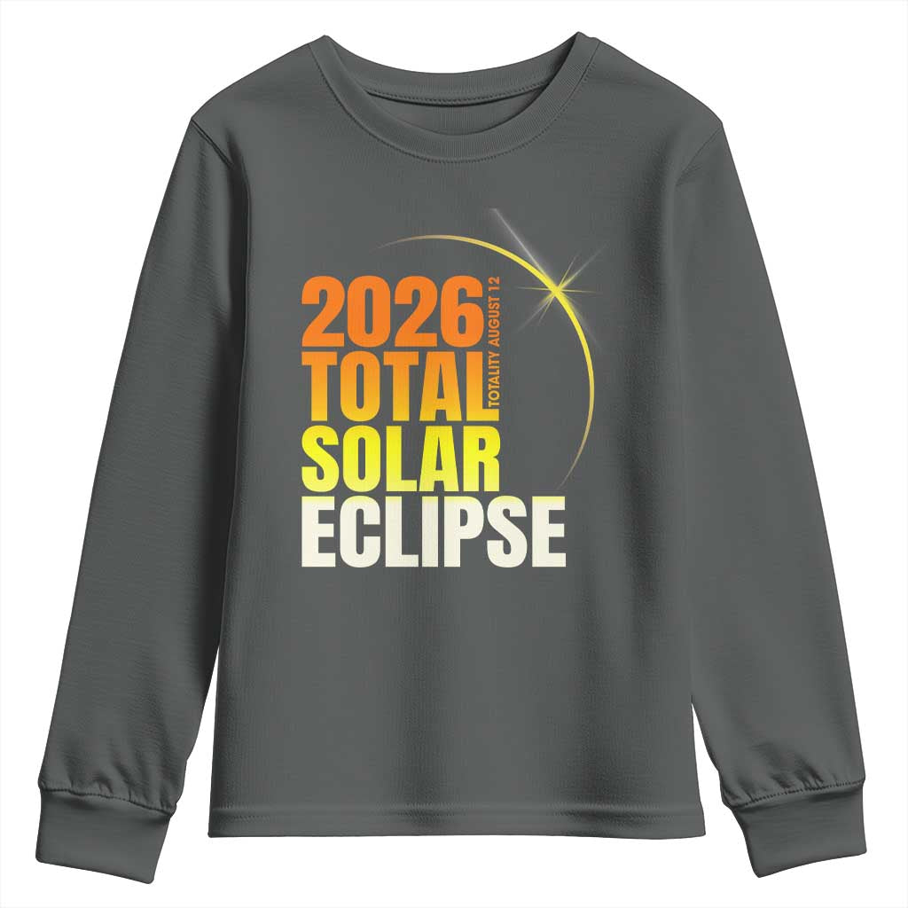 2026 Total Solar Eclipse August 12 Youth Sweatshirt Totality Modern Space Graphic