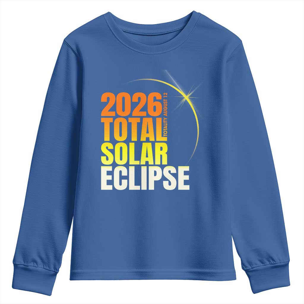 2026 Total Solar Eclipse August 12 Youth Sweatshirt Totality Modern Space Graphic