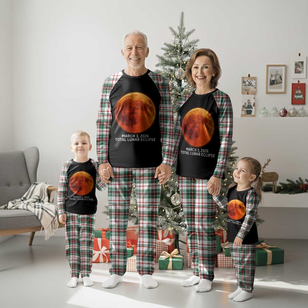 Blood Moon Total Lunar Eclipse March 3 2026 Plaid Pajama Set Blood Moon Astronomy Souvenir Graphic