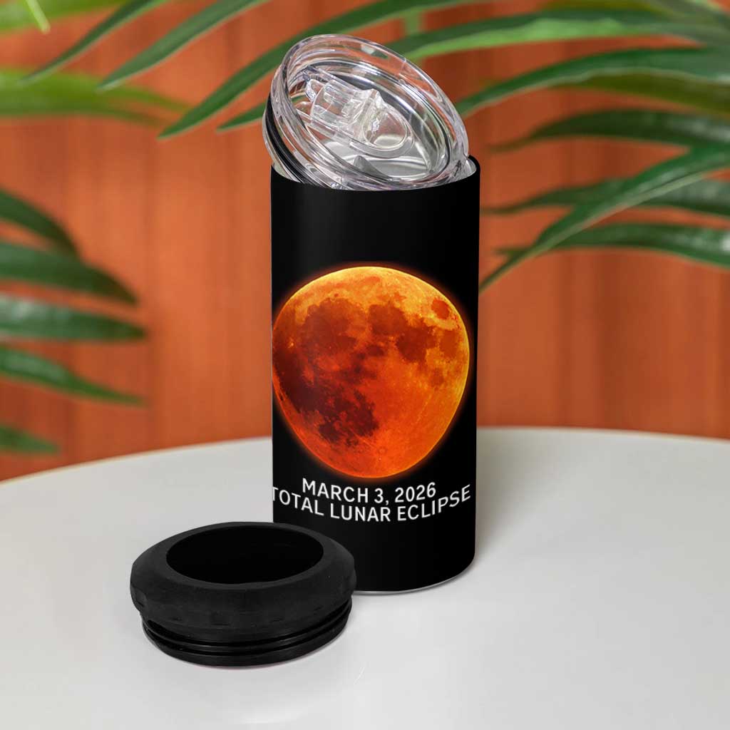 Blood Moon Total Lunar Eclipse March 3 2026 4 in 1 Can Cooler Tumbler Blood Moon Astronomy Souvenir Graphic