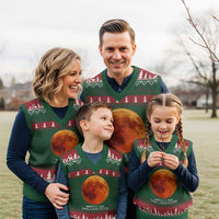 Blood Moon Total Lunar Eclipse March 3 2026 V-Neck Knit Sweater Vest Blood Moon Astronomy Souvenir Graphic