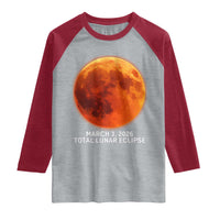 Blood Moon Total Lunar Eclipse March 3 2026 Raglan Shirt Blood Moon Astronomy Souvenir Graphic