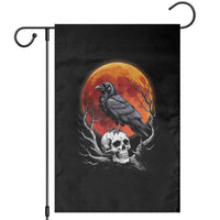 Gothic Raven on Skull Blood Moon Garden Flag Spooky Halloween Macabre Dark Art Graphic