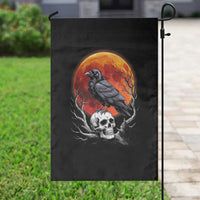 Gothic Raven on Skull Blood Moon Garden Flag Spooky Halloween Macabre Dark Art Graphic
