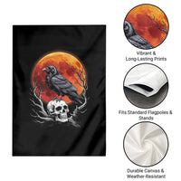 Gothic Raven on Skull Blood Moon Garden Flag Spooky Halloween Macabre Dark Art Graphic