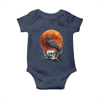 Gothic Raven on Skull Blood Moon Baby Onesie Spooky Halloween Macabre Dark Art Graphic