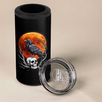 Gothic Raven on Skull Blood Moon 4 in 1 Can Cooler Tumbler Spooky Halloween Macabre Dark Art Graphic