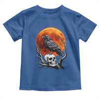 Gothic Raven on Skull Blood Moon Toddler T Shirt Spooky Halloween Macabre Dark Art Graphic