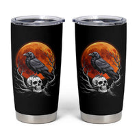 Gothic Raven on Skull Blood Moon Tumbler Cup Spooky Halloween Macabre Dark Art Graphic