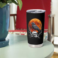 Gothic Raven on Skull Blood Moon Tumbler Cup Spooky Halloween Macabre Dark Art Graphic