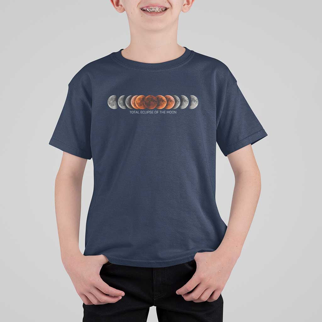 Total Eclipse of the Moon Phases T Shirt For Kid Blood Moon Space Astronomy Celestial Graphic